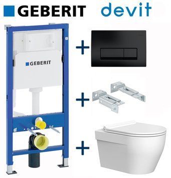 Комплект інсталяції Geberit Duofix 458.103.00.1+Delta 50 з унітазом Devit Laguna 3020110 Clean Pro з сидінням soft-close quick-fix 724429 фото