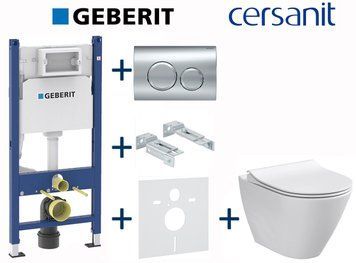 Комплект инсталляции Geberit Duofix 458.126.00.1+115.127.21.1 с унитазом Cersanit City Oval Clean On с сиденьем Soft Closing 696842 фото