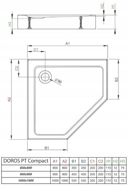 Душовий піддон Radaway Doros PT Compact 100x100 (SDRPT1010-05) 279270 фото