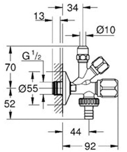 Угловой вентиль Grohe 22036000 (1/2х3/8x3/4) 132456 фото