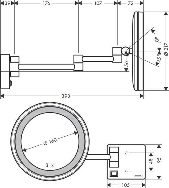 Косметичне дзеркало Hansgrohe AddStoris 41790990 з LED підсвічуванням (золото) 491592 фото