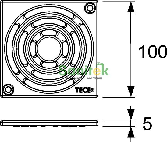 Решётка для трапа Tece Drainpoint S 100 мм, с болтами 3665000 164801 фото