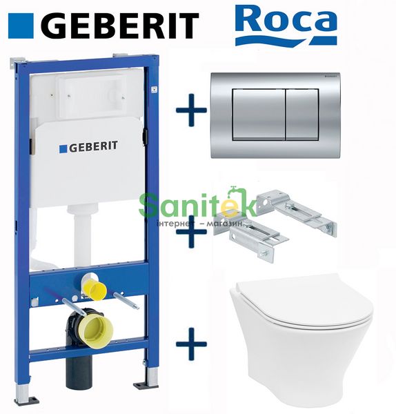 Комплект інсталяції Geberit Duofix 458.103.00.1+115.137.21.1 з унітазом Roca Nexo Clean Rim A34H64L000 з сидінням Soft Close 711789 фото