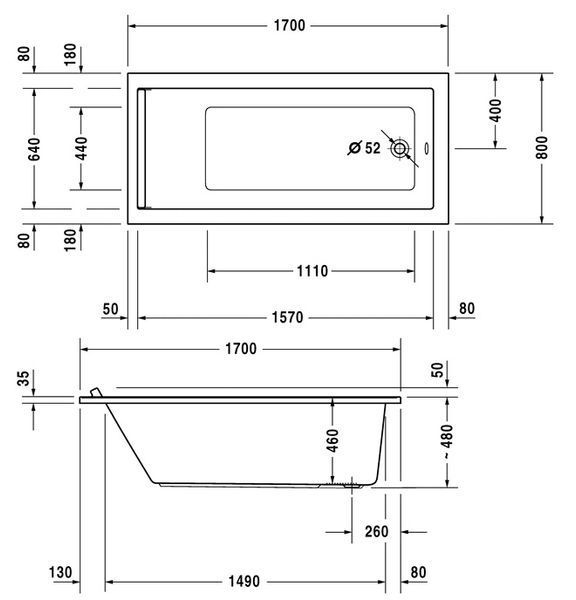 Ванна акрилова Duravit Starck 170x80 (700336000000000) 124169 фото