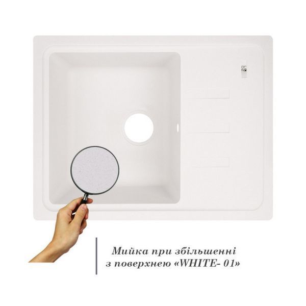 Гранітна мийка Lidz 620x435/200 WHI-01 (LIDZWHI01620435200) White 374532 фото