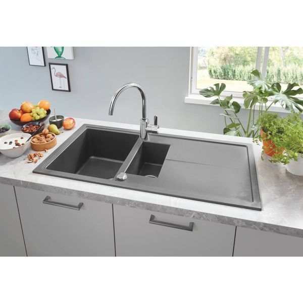 Гранитная мойка Grohe K400 100x50 (31642AT0) серый гранит 277156 фото