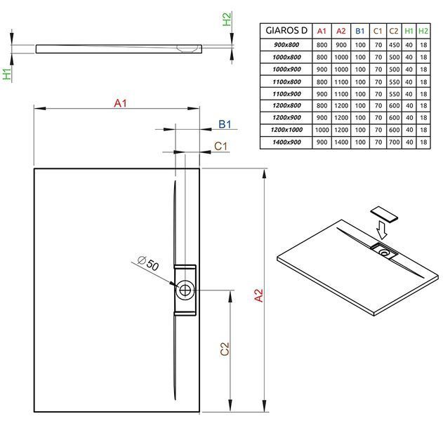 Душовий піддон Radaway Giaros D 90x80 (M3GRD9080) 208724 фото