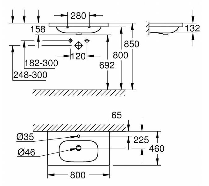Умывальник Grohe Euro Ceramic 100x46 см 3958400H PureGuard 277256 фото