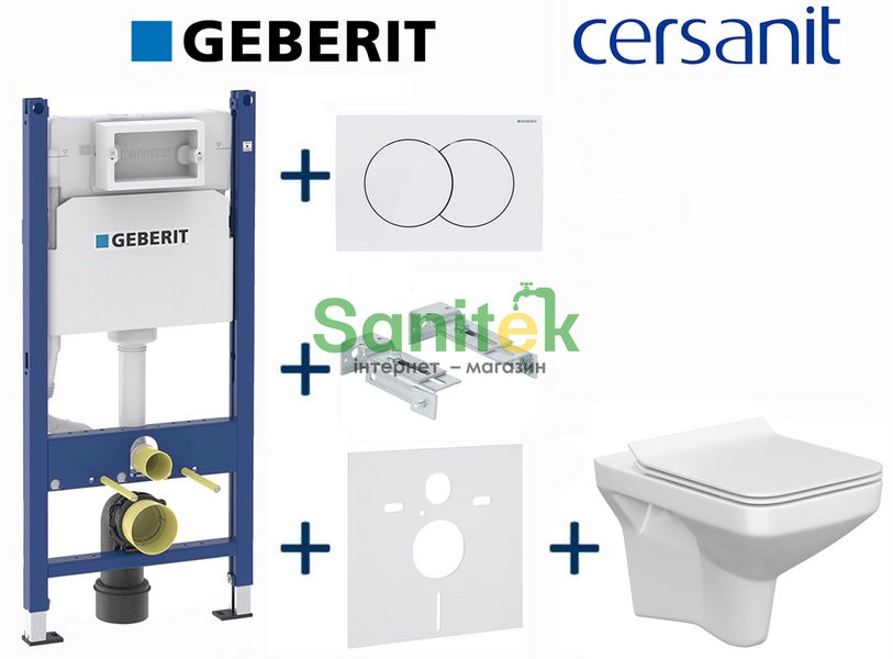 Комплект інсталяції Geberit Duofix 458.126.00.1+115.107.11.1 з унітазом Cersanit Como Clean On з сидінням Soft Closing 696803 фото