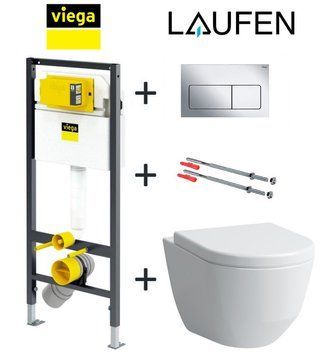 Комплект инсталляции Viega Prevista Dry 771973 с унитазом Laufen Pro Rimless H8619570000001 с сиденьем Soft Close 371757 фото