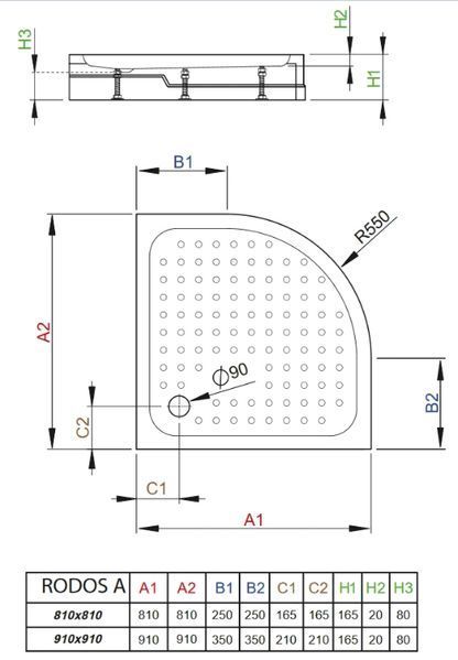 Душевой поддон Radaway Rodos A Compact 90x90 (4P99155-03) 26851 фото