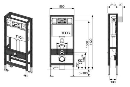 Инсталляция для унитаза Tece Profil 1120 мм 9300031 без опоры на стену 164535 фото
