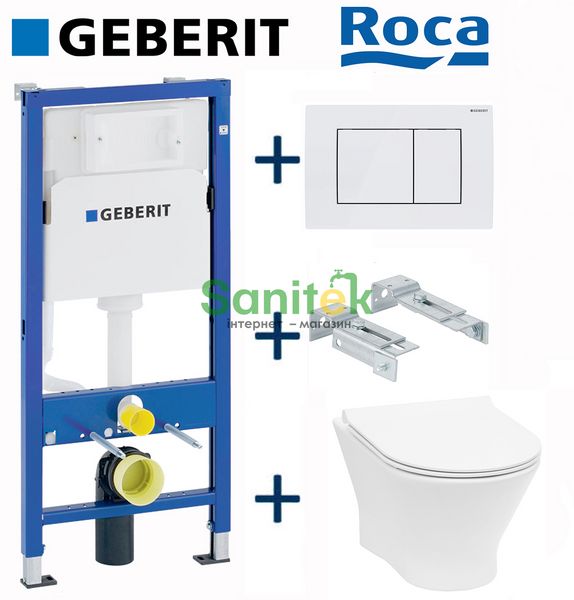 Комплект інсталяції Geberit Duofix 458.103.00.1+115.137.11.1 з унітазом Roca Nexo Clean Rim A34H64L000 з сидінням Soft Close 711790 фото