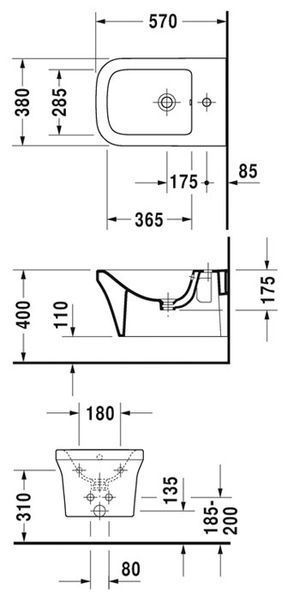 Биде подвесное Duravit P3 Comforts 2268150000 127953 фото