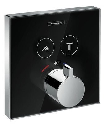 Змішувач для ванни та душу Hansgrohe ShowerSelect 15738600 прихованого монтажу з термостатом (чорний-хром) 129396 фото