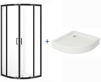 Душевая кабина Cersanit Brasco 90x90 (S168-004) профиль черный/стекло прозрачное + поддон S204-004 986674 фото