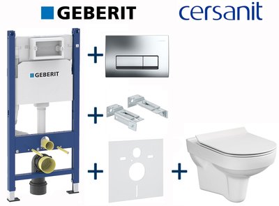 Комплект інсталяції Geberit Duofix 458.126.00.1+115.119.21.1 з унітазом Cersanit City Clean On з сидінням Soft Closing 696818 фото