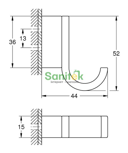 Гачок для рушників Grohe Selection 41216KF0 (чорний фантомний) 711874 фото