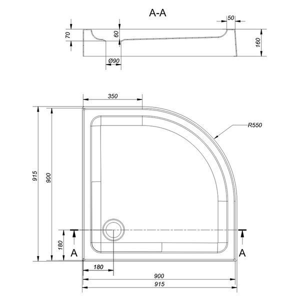 Душова кабіна Cersanit Brasco 90x90 (S168-004) профіль чорний/скло прозоре + піддон S204-004 986674 фото