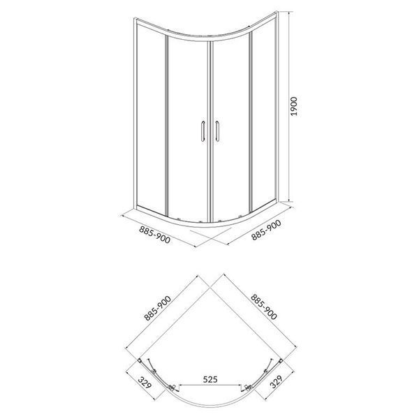 Душова кабіна Cersanit Brasco 90x90 (S168-004) профіль чорний/скло прозоре + піддон S204-004 986674 фото