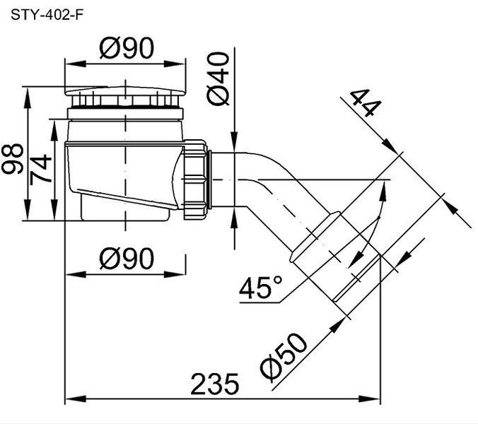 Сифон для піддону Styron STY-402-F (50мм) білий 213361 фото