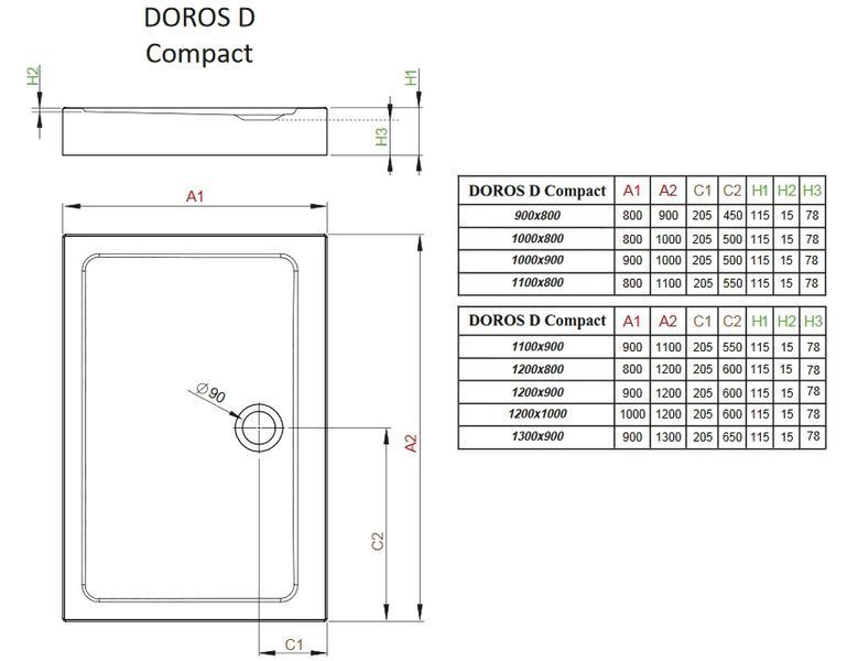 Душевой поддон Radaway Doros D Compact 110x90 (SDRD1190-05) 208651 фото