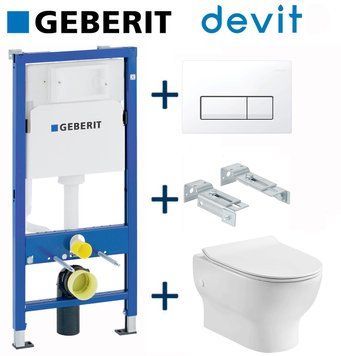 Комплект інсталяції Geberit Duofix 458.103.00.1+115.119.11.1 з унітазом Devit Fresh 3120121 з сидінням Slim soft close quickfix 724380 фото