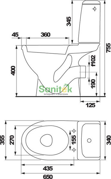 Унитаз-компакт Cersanit Eko E011 3/6 (16/770) с сиденьем полипропилен 1308 фото