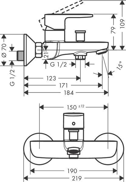 Змішувач для ванни Hansgrohe Vernis Blend 71440000 (хром) 436007 фото