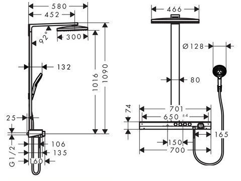 Душевая система Hansgrohe Rainmaker Select 460 3jet Showerpipe EcoSmart 27029400 с термостатом (белый-хром) 129482 фото