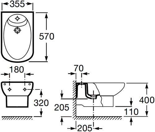 Біде підвісне Roca Dama Senso A357515000 з кришкою A806510004 892147 фото