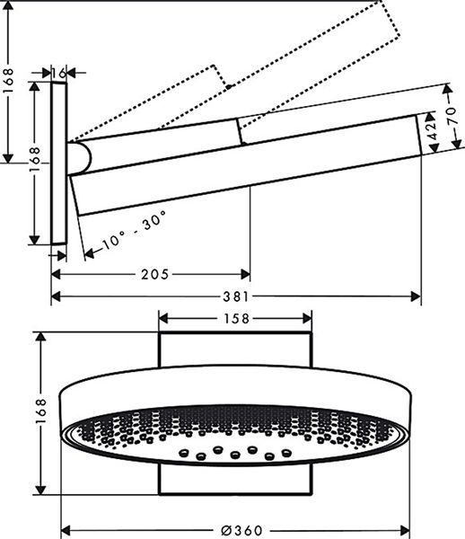 Верхний душ Hansgrohe Rainfinity 360 3jet 26234670 с держателем (чёрный матовый) 305186 фото