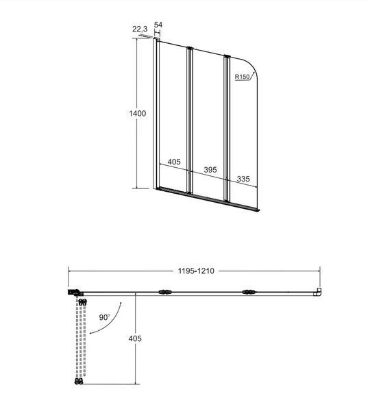 Шторка для ванны Besco Prime 3S (PNP-3S) хромированный профиль/стекло прозрачное 492362 фото