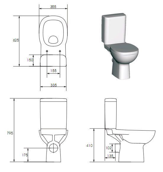 Унітаз-компакт Cersanit Facile 010 3/6 з сидінням дюропласт 114822 фото