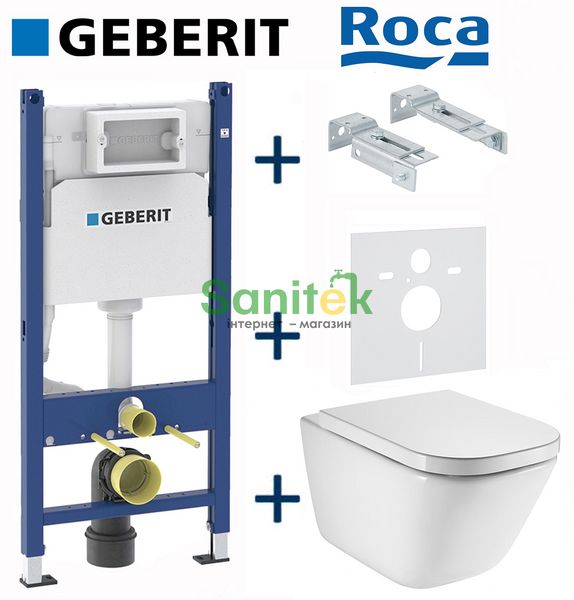 Комплект інсталяції Geberit Duofix 458.126.00.1 з унітазом Roca Gap Rimless A34H47C000 з сидінням Soft Closing 240718 фото