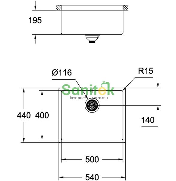 Кухонная мойка Grohe EX Sink K700 Undermount 54x44 (31574AL0) графит матовый 324790 фото