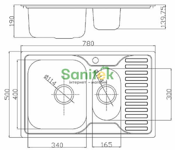 Кухонная мойка Fabiano 78x50x15 см (8211.401.0416) микродекор 247397 фото