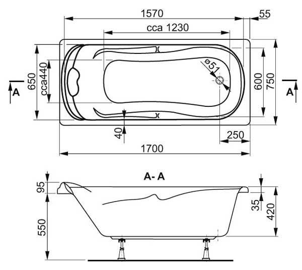 Ванна акрилова Vagnerplast Charitka 170x75 (VPBA170CHA2X-04) 87126 фото