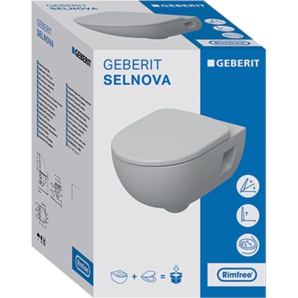 Унитаз подвесной Geberit Selnova Rimfree 501.750.00.1 с сиденьем Duroplast Soft Close 425478 фото