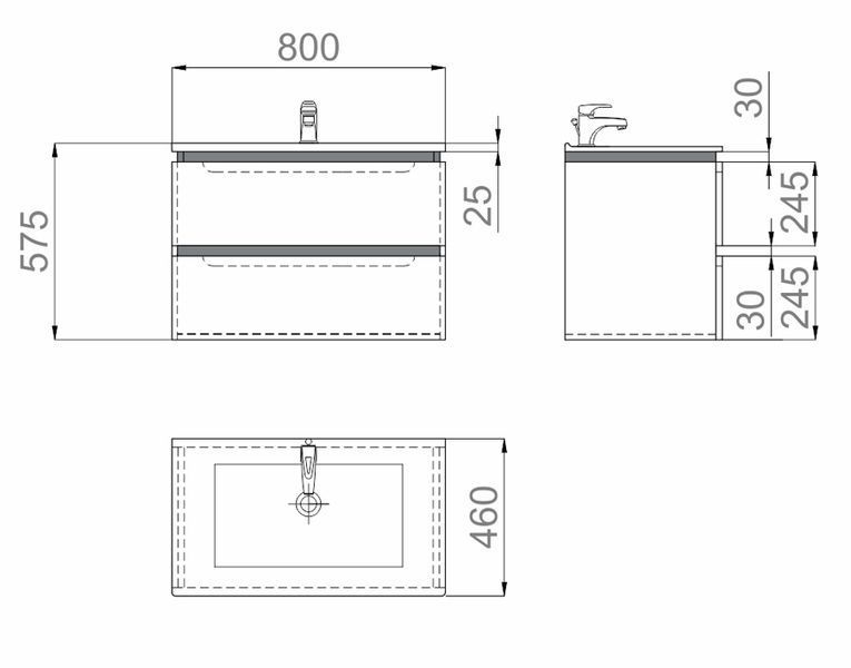 Тумба с умывальником Sanwerk Amata Air 80 (MV0000793) белая 271486 фото