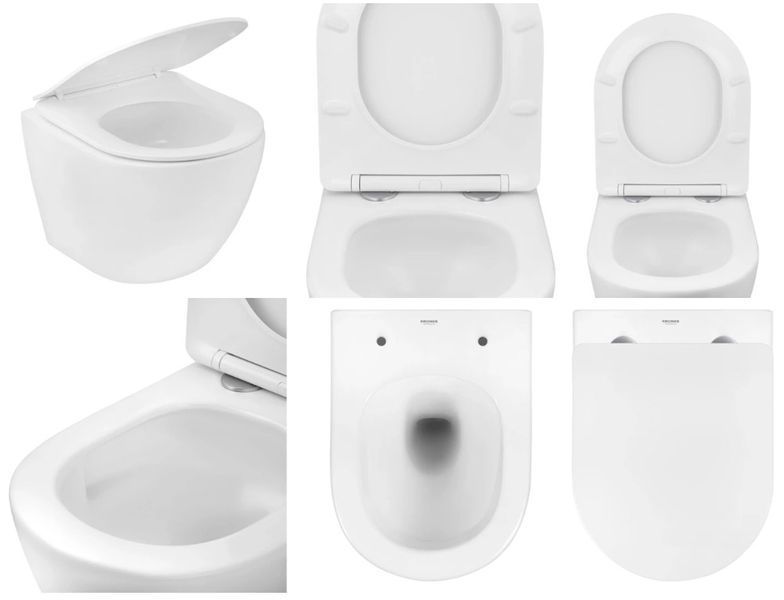 Унітаз підвісний Kroner Harz Tornado WHI483632 (KH483632WHIT) Rimless з сидінням Slim Soft-close 956342 фото