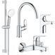 Набір змішувачів для ванної кімнати Grohe Bau Flow UA121640K1 + змішувач кухонний 873020 фото 1