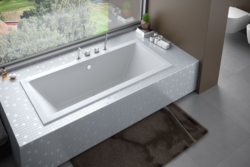 Ванна акриловая Besco Quadro Slim 175x80 (WAQ-175-SL) без ножек 428377 фото