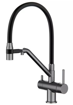 Змішувач для кухні Gappo G4398-89 з душем та підключенням питної води (Gungrey/сірий) 927261 фото