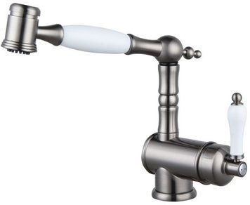 Змішувач для кухні Fabiano FKM 67P SS Inox Antique з душем (8232.403.0753) зістарене срібло 351608 фото