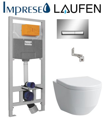 Комплект инсталляции Imprese i8120 с унитазом Laufen Pro Rimless H8619570000001 с сиденьем Soft Close 371888 фото