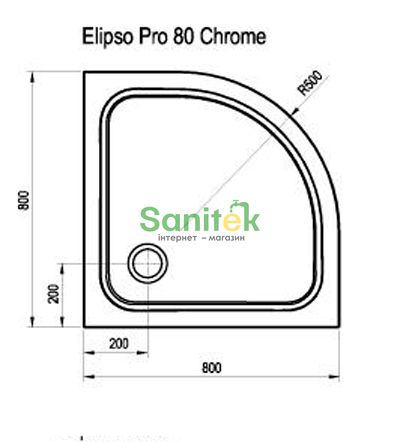 Душовий піддон Ravak Elipso Pro-80x80 Chrome (XA244401010) напівкруглий 116796 фото