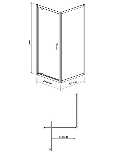 Душова кабіна Cersanit Arteco Pivot 90x90 (S157-010) хромований профіль/скло прозоре 493724 фото