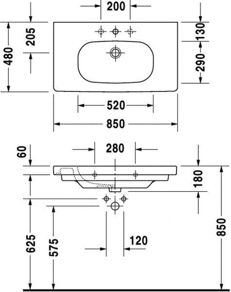 Умивальник Duravit D-Code 85x48 см 03428500002 157053 фото