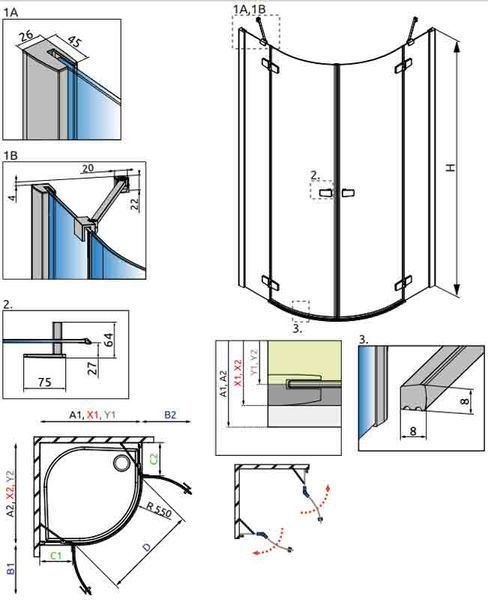 Душевая кабина Radaway Fuenta New PDD 100x80 L (384003-01-01L+384002-01-01R) профиль хром/стекло прозрачное 265545 фото